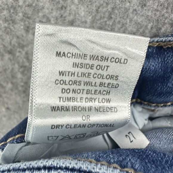 Vervet Blue Distressed Jeans Womens 27 Button Fly Slim Ankle Medium Wash Stretch - Picture 13 of 13